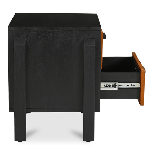 Moe's Home Hayden Nightstand - Elegant Mango Wood Design With Leather Front And Soft-close Drawers For Storage Brown Mango Wood Frame & Case,Top Grain Goat Leather Pasted On Mdf Drawer Front Gz-1179-03