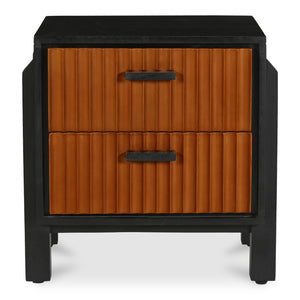 Moe's Home Hayden Nightstand - Elegant Mango Wood Design With Leather Front And Soft-close Drawers For Storage Brown Mango Wood Frame & Case,Top Grain Goat Leather Pasted On Mdf Drawer Front Gz-1179-03