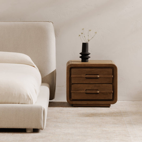 Moe's Home Lennon Nightstand: Mid-century Modern Design With Spacious Drawers And Sustainable Mango Wood Elegance Brown Mango Wood Frame,Case & Back,Ball Bearing Side Mounted Glides Gz-1180-21