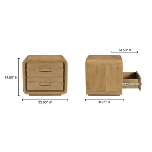 Moe's Home Lennon Nightstand: Mid-century Modern Design With Spacious Drawers And Sustainable Mango Wood Elegance Brown Mango Wood Frame,Case & Back,Ball Bearing Side Mounted Glides Gz-1180-21