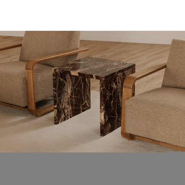 Moe's Home Rosa Accent Table - Stunning Waterfall Design In Vibrant Red Marble For Elegant Home Décor Red Rosso Levanto Marble,Iron Gz-1181-06-0