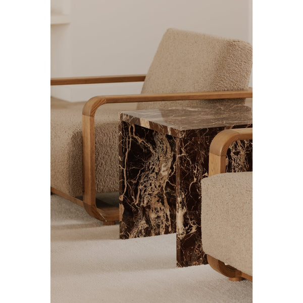 Moe's Home Rosa Accent Table - Stunning Waterfall Design In Vibrant Red Marble For Elegant Home Décor Red Rosso Levanto Marble,Iron Gz-1181-06-0