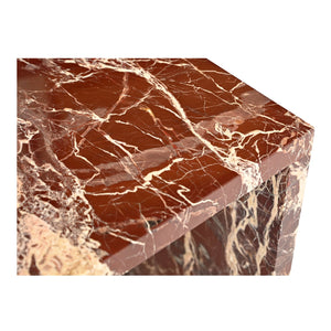 Moe's Home Rosa Accent Table - Stunning Waterfall Design In Vibrant Red Marble For Elegant Home Décor Red Rosso Levanto Marble,Iron Gz-1181-06-0