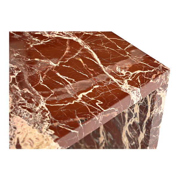 Moe's Home Rosa Accent Table - Stunning Waterfall Design In Vibrant Red Marble For Elegant Home Décor Red Rosso Levanto Marble,Iron Gz-1181-06-0