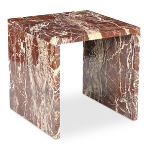 Moe's Home Rosa Accent Table - Stunning Waterfall Design In Vibrant Red Marble For Elegant Home Décor Red Rosso Levanto Marble,Iron Gz-1181-06-0