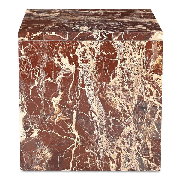 Moe's Home Rosa Accent Table - Stunning Waterfall Design In Vibrant Red Marble For Elegant Home Décor Red Rosso Levanto Marble,Iron Gz-1181-06-0