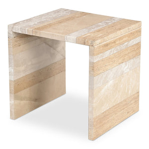 Moe's Home Rosa Accent Table - Stunning Waterfall Design In Vibrant Red Marble For Elegant Home Décor Multicolor Italian Beige Travertine Marble,Italian Panther Stone Gz-1181-37-0