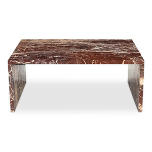 Moe's Home Rosa Coffee Table - Stunning Rosso Marble Design With Bold Gold Veining For Elegant Living Spaces Red Rosso Levanto Marble,Iron Gz-1182-06-0