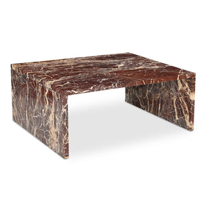 Moe's Home Rosa Coffee Table - Stunning Rosso Marble Design With Bold Gold Veining For Elegant Living Spaces Red Rosso Levanto Marble,Iron Gz-1182-06-0