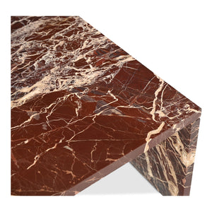 Moe's Home Rosa Coffee Table - Stunning Rosso Marble Design With Bold Gold Veining For Elegant Living Spaces Red Rosso Levanto Marble,Iron Gz-1182-06-0