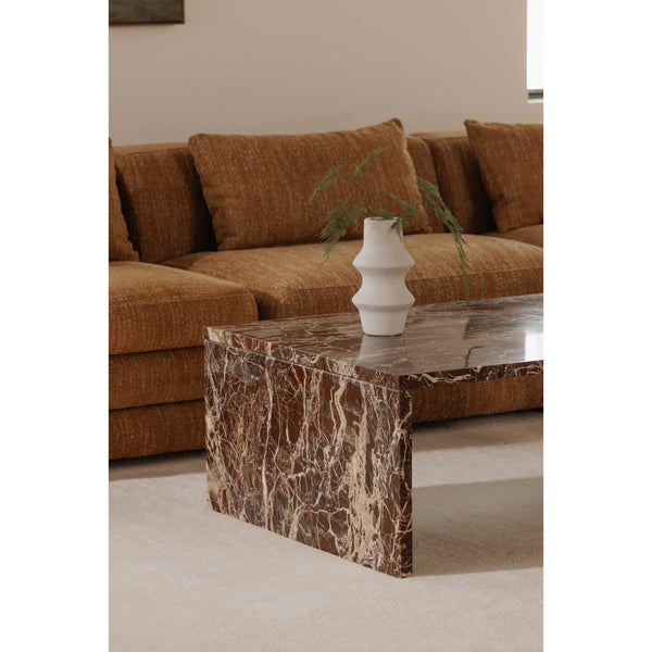 Moe's Home Rosa Coffee Table - Stunning Rosso Marble Design With Bold Gold Veining For Elegant Living Spaces Red Rosso Levanto Marble,Iron Gz-1182-06-0