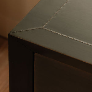 Moe's Home Dawson Nightstand - Elegant Hand-cladded Brass Design With Unique Patina Finish And Push-open Drawers Brown Brass Metal Sheet,Mdf Gz-1184-31