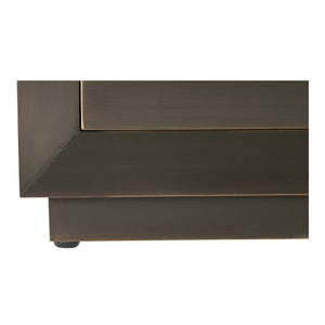 Moe's Home Dawson Nightstand - Elegant Hand-cladded Brass Design With Unique Patina Finish And Push-open Drawers Brown Brass Metal Sheet,Mdf Gz-1184-31