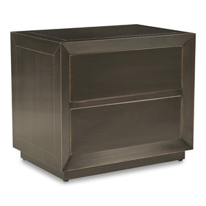 Moe's Home Dawson Nightstand - Elegant Hand-cladded Brass Design With Unique Patina Finish And Push-open Drawers Brown Brass Metal Sheet,Mdf Gz-1184-31