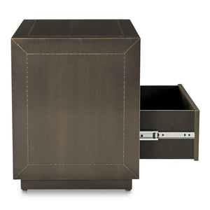 Moe's Home Dawson Nightstand - Elegant Hand-cladded Brass Design With Unique Patina Finish And Push-open Drawers Brown Brass Metal Sheet,Mdf Gz-1184-31