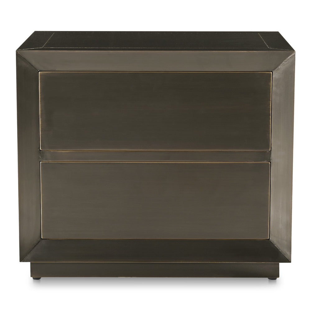 Moe's Home Dawson Nightstand - Elegant Hand-cladded Brass Design With Unique Patina Finish And Push-open Drawers Brown Brass Metal Sheet,Mdf Gz-1184-31