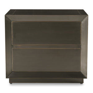 Moe's Home Dawson Nightstand - Elegant Hand-cladded Brass Design With Unique Patina Finish And Push-open Drawers Brown Brass Metal Sheet,Mdf Gz-1184-31