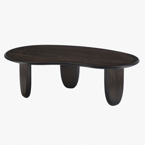 Greenington Zephyr Solid Bamboo Coffee Table Sculptural Organic Shape for Modern Living Rooms Caviar GZ001B