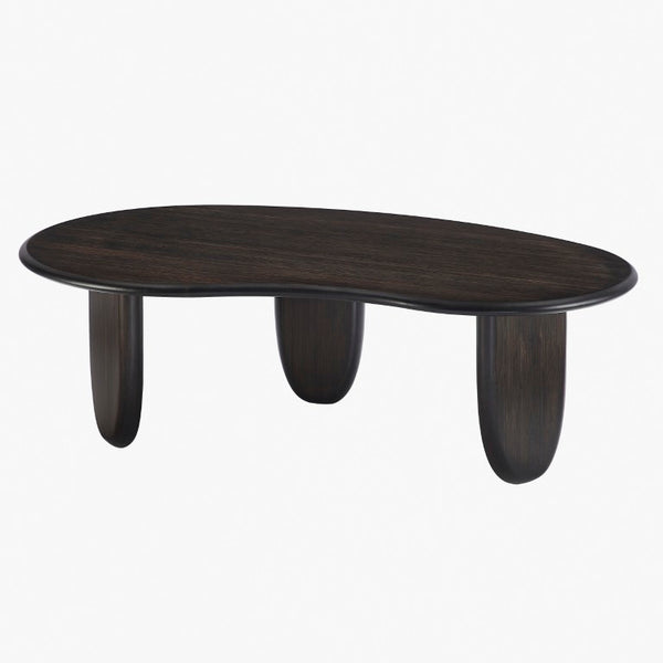 Greenington Zephyr Solid Bamboo Coffee Table Sculptural Organic Shape for Modern Living Rooms Caviar GZ001B