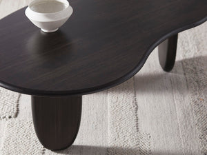 Greenington Zephyr Solid Bamboo Coffee Table Sculptural Organic Shape for Modern Living Rooms Caviar GZ001B
