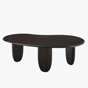 Greenington Zephyr Solid Bamboo Coffee Table Sculptural Organic Shape for Modern Living Rooms Caviar GZ001B