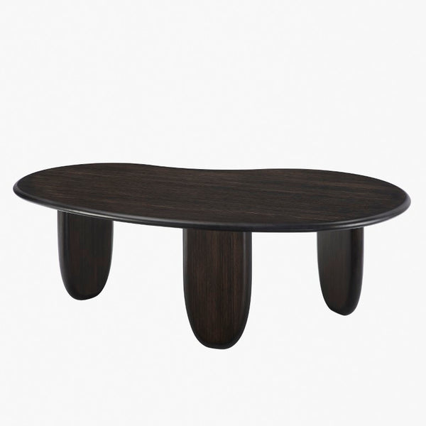 Greenington Zephyr Solid Bamboo Coffee Table Sculptural Organic Shape for Modern Living Rooms Caviar GZ001B