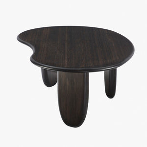 Greenington Zephyr Solid Bamboo Coffee Table Sculptural Organic Shape for Modern Living Rooms Caviar GZ001B