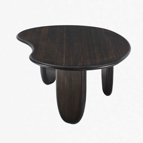 Greenington Zephyr Solid Bamboo Coffee Table Sculptural Organic Shape for Modern Living Rooms Caviar GZ001B