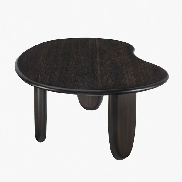 Greenington Zephyr Solid Bamboo Coffee Table Sculptural Organic Shape for Modern Living Rooms Caviar GZ001B