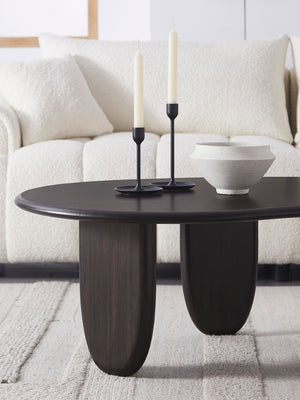 Greenington Zephyr Solid Bamboo Coffee Table Sculptural Organic Shape for Modern Living Rooms Caviar GZ001B