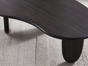Greenington Zephyr Solid Bamboo Coffee Table Sculptural Organic Shape for Modern Living Rooms Caviar GZ001B