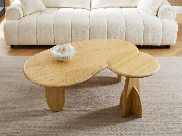 Greenington Zephyr Solid Bamboo Coffee Table Sculptural Organic Design for Modern Living Rooms Wheat GZ001WH