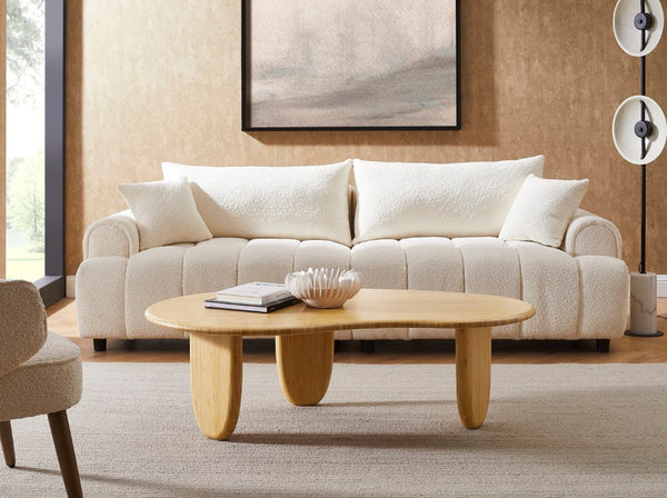 Greenington Zephyr Solid Bamboo Coffee Table Sculptural Organic Design for Modern Living Rooms Wheat GZ001WH