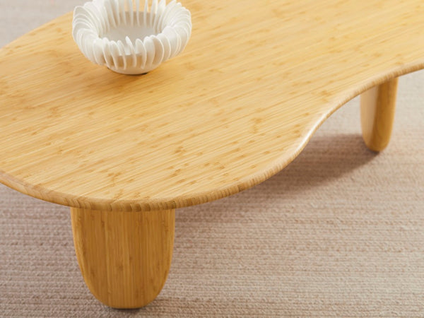 Greenington Zephyr Solid Bamboo Coffee Table Sculptural Organic Design for Modern Living Rooms Wheat GZ001WH