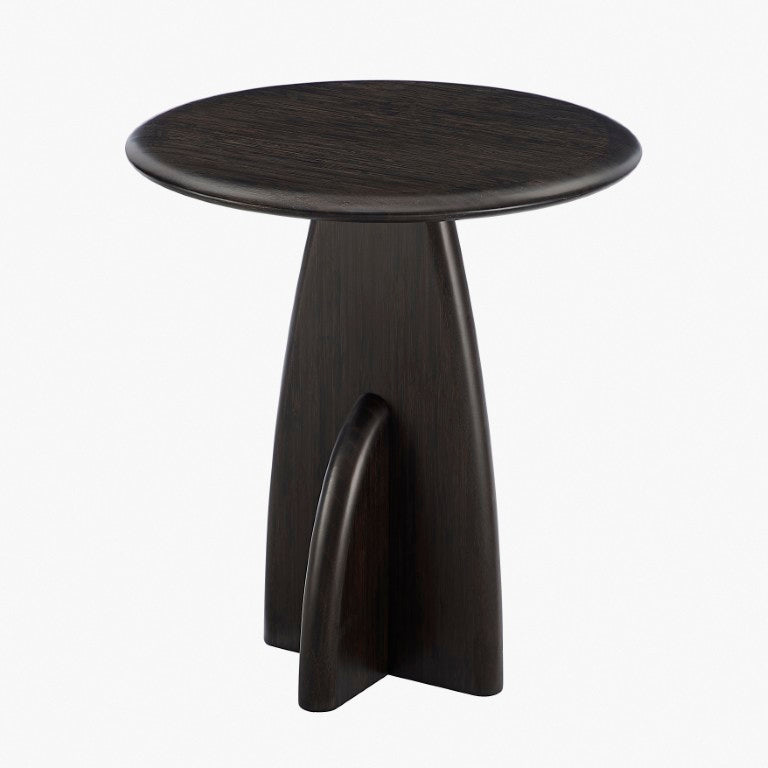 Greenington Zephyr Solid Bamboo Side Table Sculptural Minimalist Accent for Modern Living Spaces Caviar GZ002B