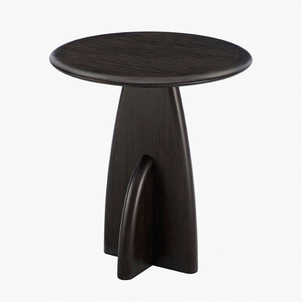 Greenington Zephyr Solid Bamboo Side Table Sculptural Minimalist Accent for Modern Living Spaces Caviar GZ002B