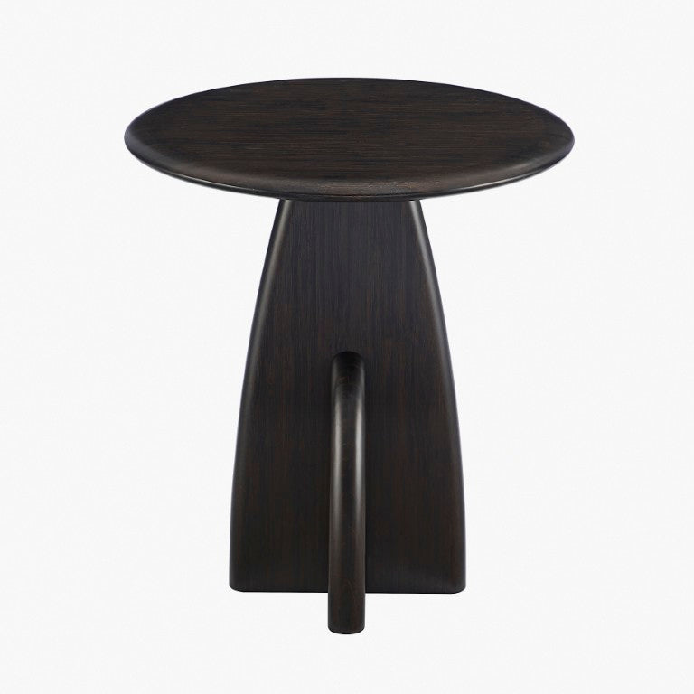 Greenington Zephyr Solid Bamboo Side Table Sculptural Minimalist Accent for Modern Living Spaces Caviar GZ002B
