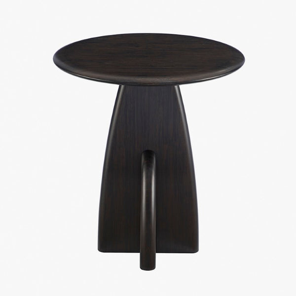 Greenington Zephyr Solid Bamboo Side Table Sculptural Minimalist Accent for Modern Living Spaces Caviar GZ002B