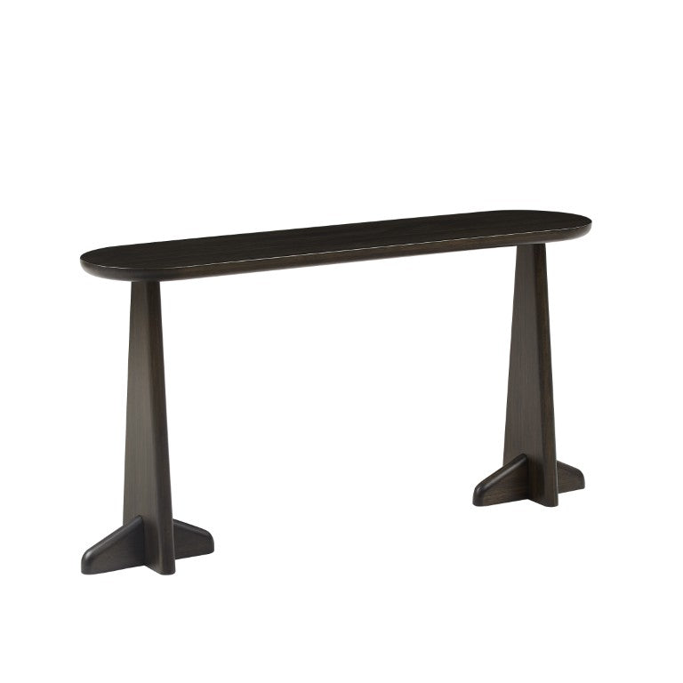 Greenington Zephyr Solid Bamboo Console Table Sculptural Oval Top Eco Friendly Entryway Accent Caviar GZ003B