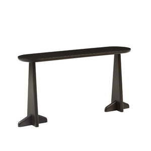 Greenington Zephyr Solid Bamboo Console Table Sculptural Oval Top Eco Friendly Entryway Accent Caviar GZ003B