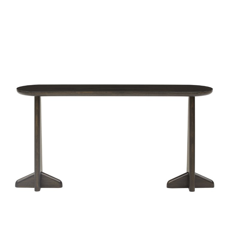Greenington Zephyr Solid Bamboo Console Table Sculptural Oval Top Eco Friendly Entryway Accent Caviar GZ003B