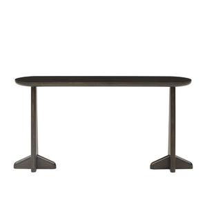 Greenington Zephyr Solid Bamboo Console Table Sculptural Oval Top Eco Friendly Entryway Accent Caviar GZ003B