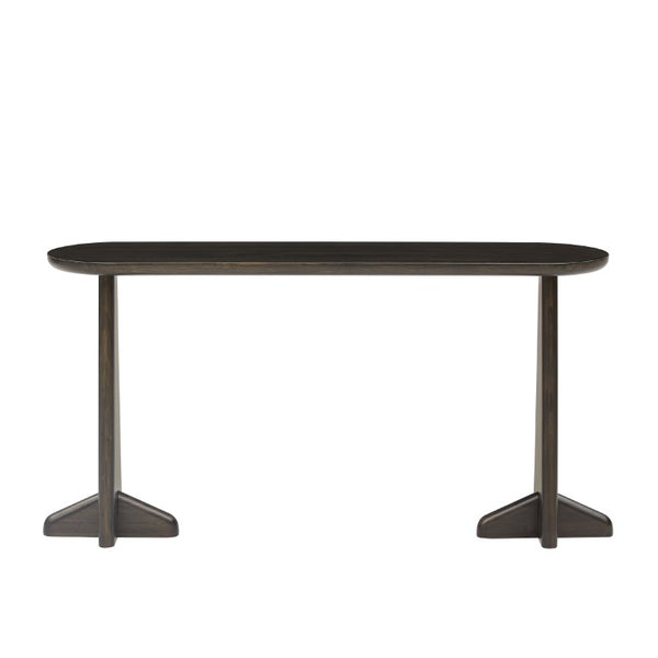 Greenington Zephyr Solid Bamboo Console Table Sculptural Oval Top Eco Friendly Entryway Accent Caviar GZ003B
