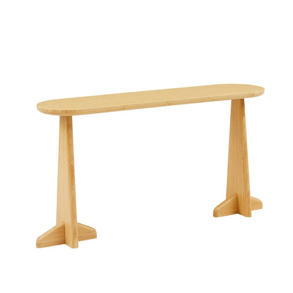 Greenington Zephyr Solid Bamboo Console Table Sculptural Oval Top for Entryway or Living Room Wheat GZ003WH