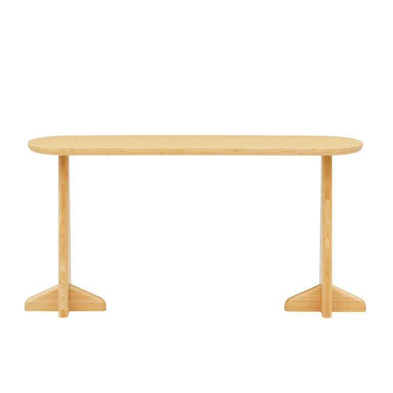 Greenington Zephyr Solid Bamboo Console Table Sculptural Oval Top for Entryway or Living Room Wheat GZ003WH