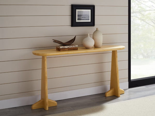 Greenington Zephyr Solid Bamboo Console Table Sculptural Oval Top for Entryway or Living Room Wheat GZ003WH