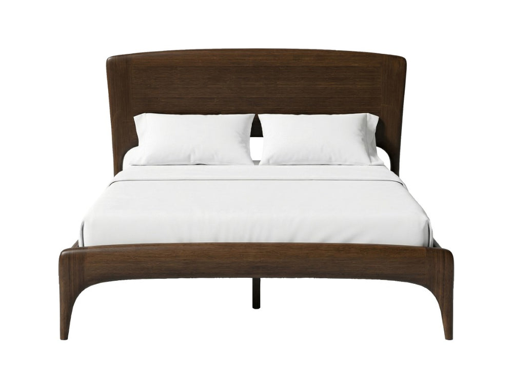 Greenington Zeva Queen Platform Bed Solid Moso Bamboo Curved Headboard Eco Friendly Modern Frame Black Walnut GZA001BL