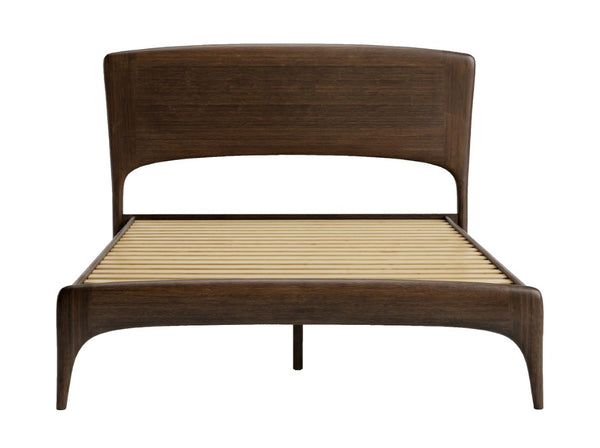 Greenington Zeva Queen Platform Bed Solid Moso Bamboo Curved Headboard Eco Friendly Modern Frame Black Walnut GZA001BL