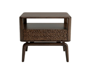Greenington Zeva Solid Bamboo Nightstand Sculptural Drawer Open Shelf Modern Bedroom Storage GZA003BL