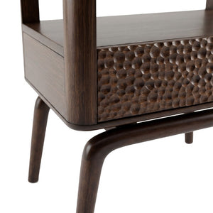 Greenington Zeva Solid Bamboo Nightstand Sculptural Drawer Open Shelf Modern Bedroom Storage GZA003BL